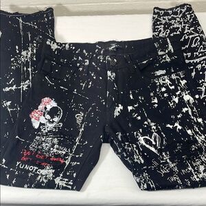 Jordan Craig Aaron Black and White Graphic Print Jeans Size 30x32